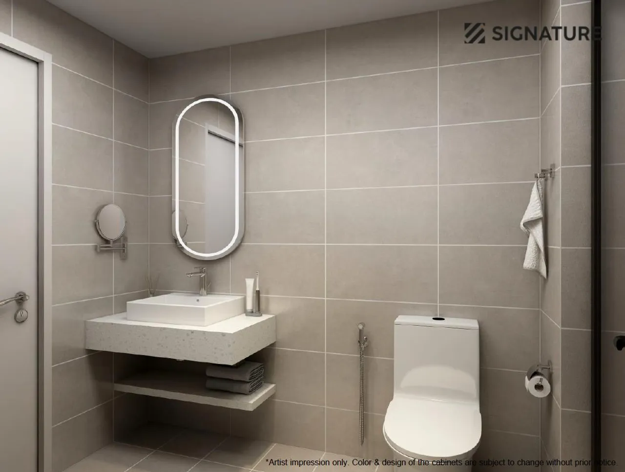 Crown Penang Type B bathroom with LED mirror, wall-hung basin and modern fittings
